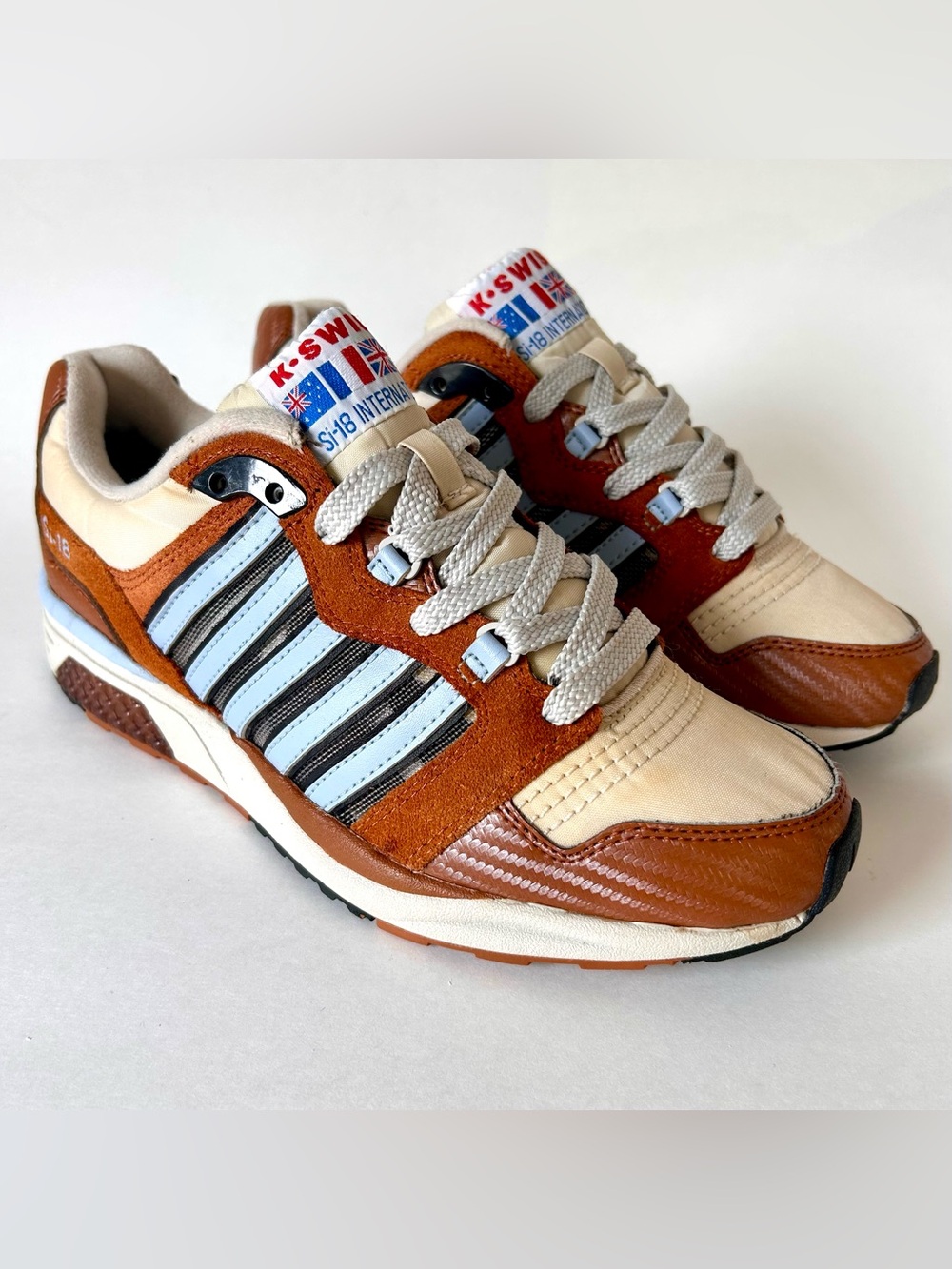 K-Swiss Si-18 International Men’s 8 Retro Sneakers Brown Blue Orange